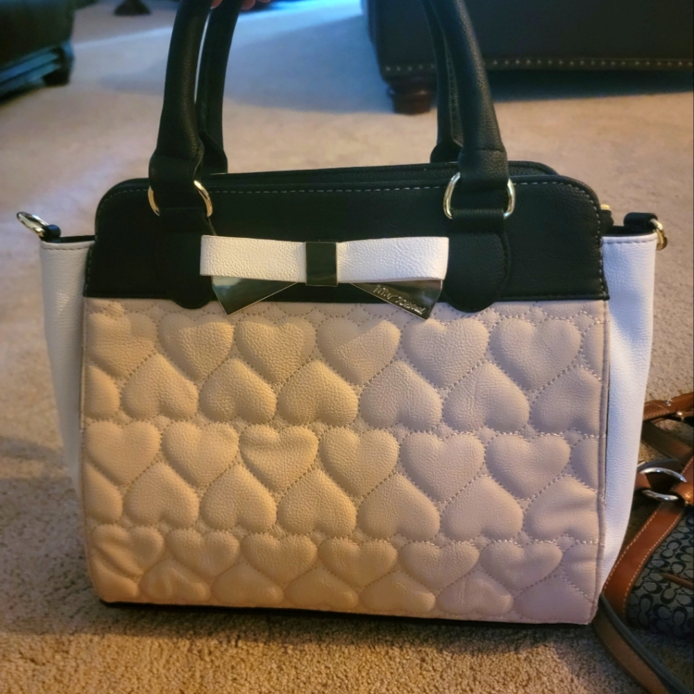 Betsey Johnson bag. Light pink,black,and white